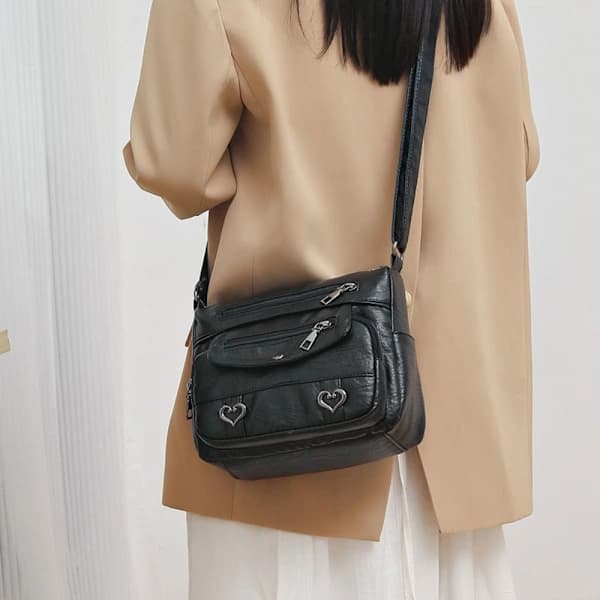 Dame crossbody taske/håndtaske, sort