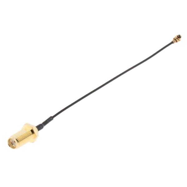 2xAntenne WiFi Pigtail Kabel IPX til SMA Koaksial Sort 10cm