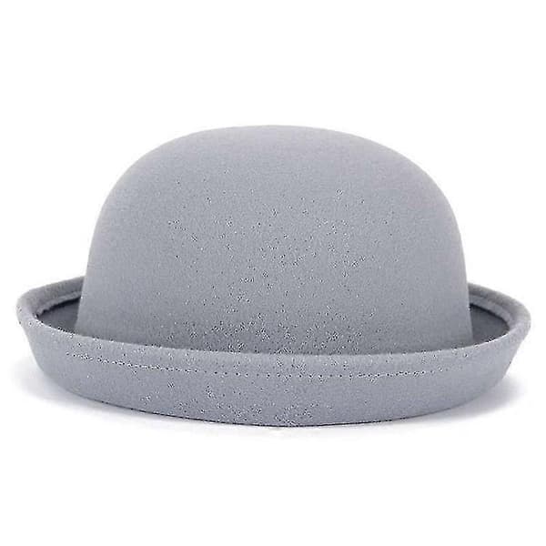 Trendy Dame Ensfarget Bowler Derby Ullfilt Hatt