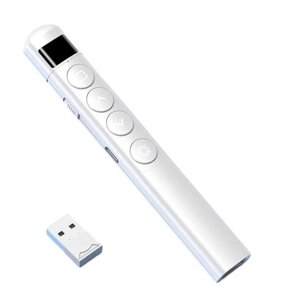 Trådlös uppladdningsbar USB-presentatör PowerPoint-bild Laserpresentationsfjärrkontroll med vit indikatorlampa