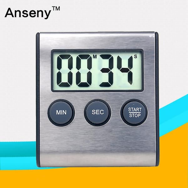 Mini digital timer, 24-timers format medicinsk behandling Rustfrit stål Sort