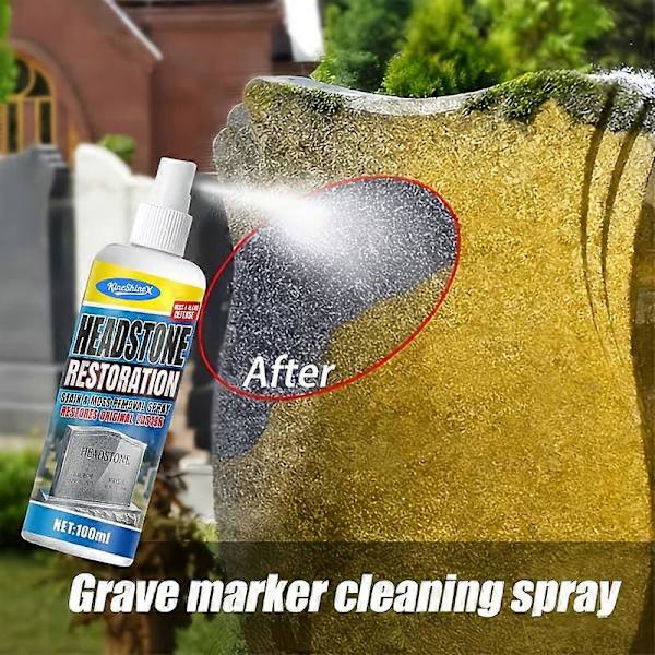 Gravsten Restaurering Plet Mosfjerner Spray Nem Langvarig Sten Mosfjerner Pletfjerner 2pcs