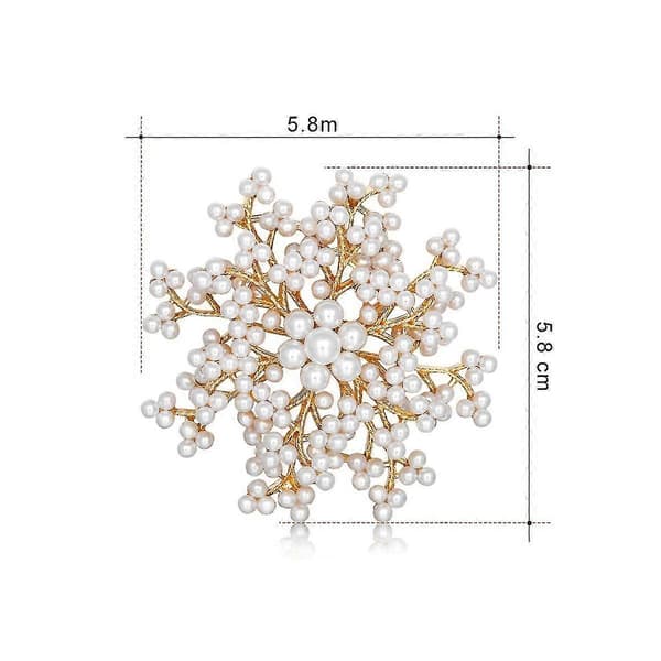 Snöflinga Pärla Kristall Brosch Enfärgad Snöflinga Brosch Mode Utsökt Pärlbrosch Dam