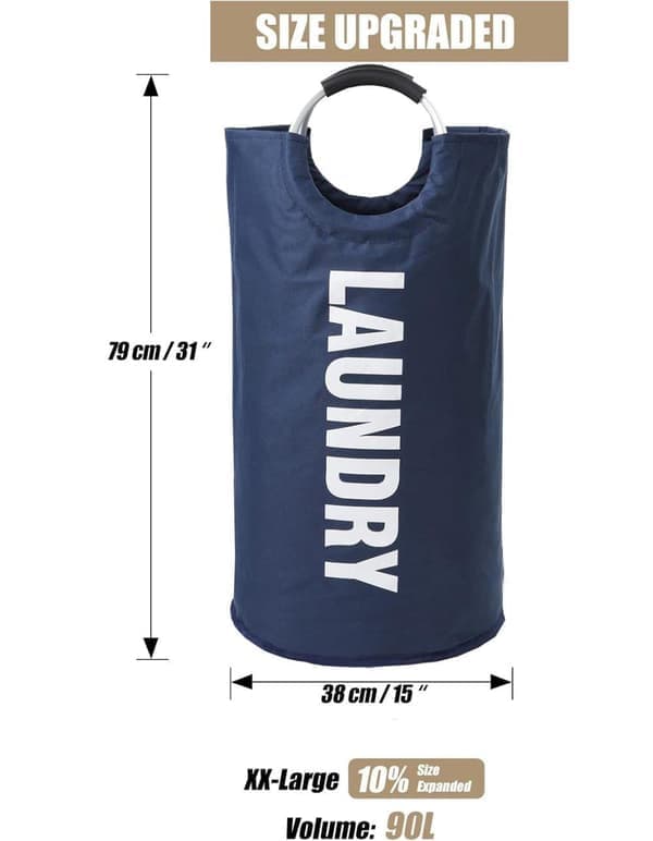 90L sammenleggbar kleskurv, vanntett, 38x38x79 cm light blue