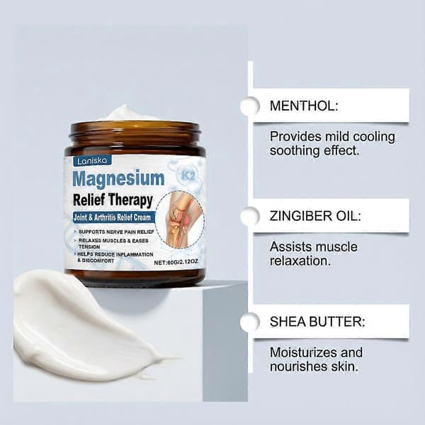 Magnesium lindringsterapi ledd- og leddgiktkrem, magnesium smertelindrende beinkrem, 2025 ny oppgradert leddkrem, magnesium leddlindrende gel 2PCS