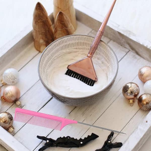 3-pak spidskam, kulfiber rustfrit stål spidskam og varmebestandig touperingskam, sort, blå, pink (sort, blå, pink)