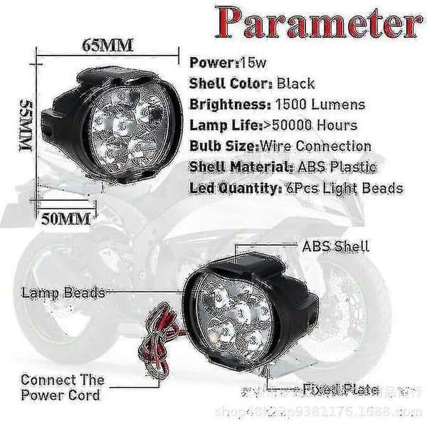 2 stk. Universal Motorsykkel Frontlykt