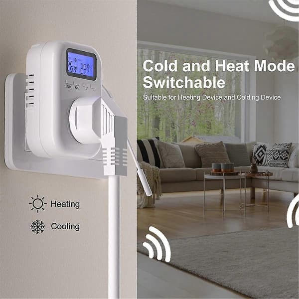 220V Temperaturkontroller Plugg med Sensor, Digital Termostatplugg, Stikkontakt Termostatbryter for Veksthus EU Plugg