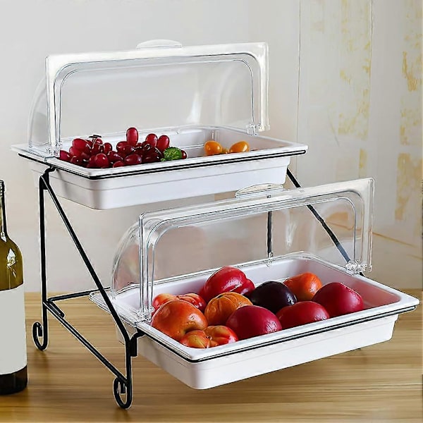 Full Size Chafing Dish Lock, 2-pack, Klar Plast Roll Top Display Lock för Bageri och Desserter, Rektangulär