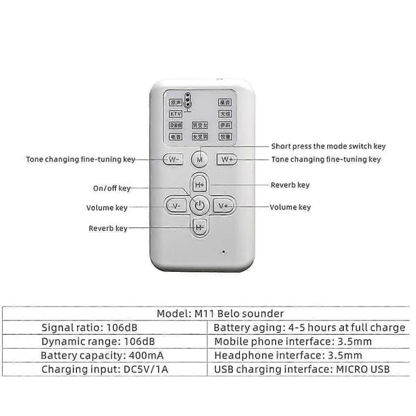 Ny M11 Stemmeveksler 10 Stemmeendringsmoduser Bluetooth USB Mini Lydkort Egnet for Spillankerinnspilling