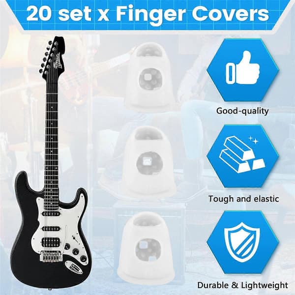 20 set fingeröverdrag halkfria handskydd smärtlindrande handskar för elektrisk akustisk gitarr stränginstrument