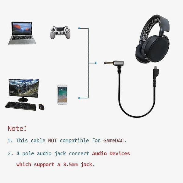 Lydkabel Fleksibel Stereo Gaming Headset Ledningserstatning For Steelseries Arctis 3/5/7 Pro Gaming