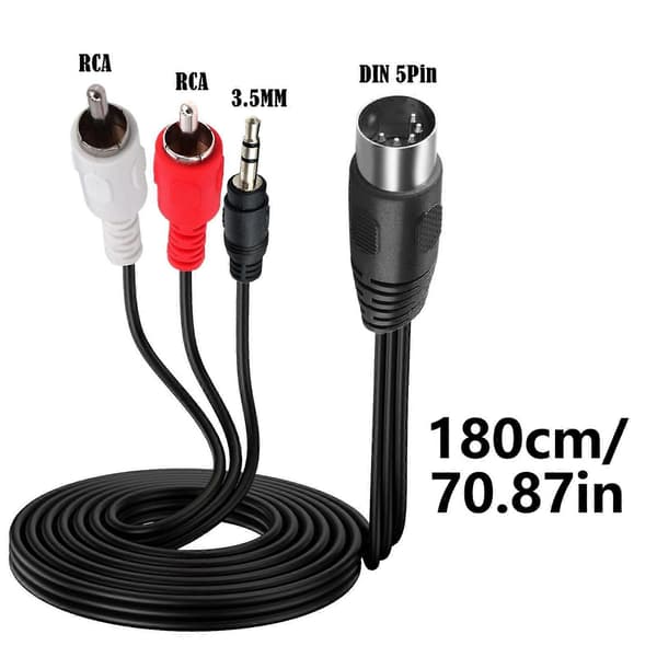 Kvalitets 5-bens Din han-kabel 5P til DC3.5mm og 2RCA lydkabel til problemfri forbindelse af forskellige lydenheder