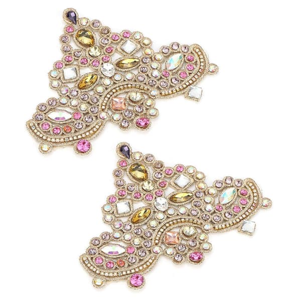 2025 Seneste Model 2 stk. Rhinestone Krystal Applikation Sy På Kunstig Perle Patch