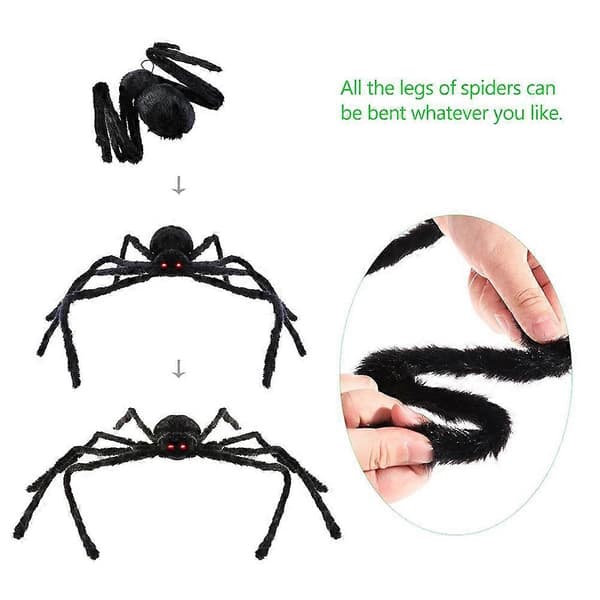 Skinnende Halloween Edderkop Plyslegetøj Til Spøgelseshus Dekoration Sort 150cm 1PC