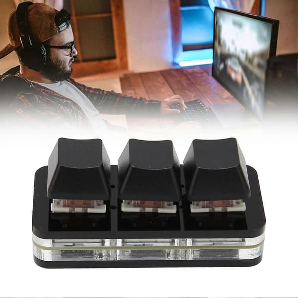 USB 3-tangenters minitangentbord RGB LED-bakgrundsbelysning Stöder Hot Swap OSU HID Makroprogrammering Tangentbord för Windows för OS X för Linux Svart