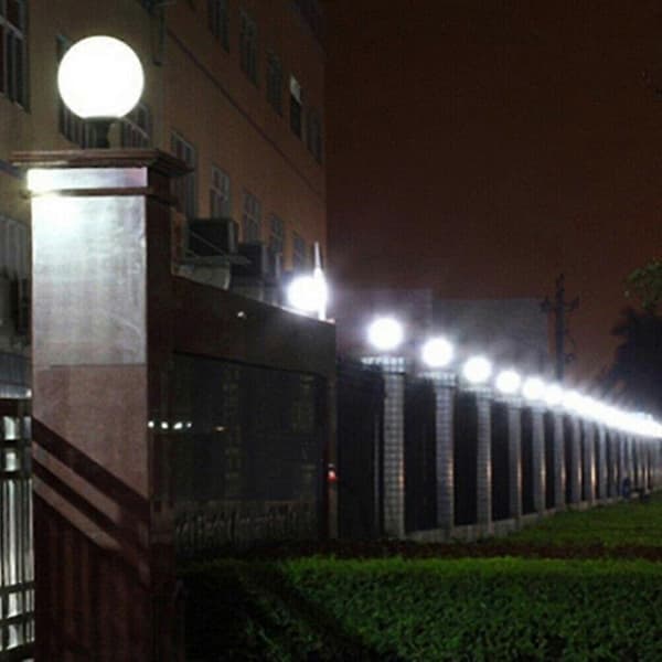 LED 200mm Solcelle Vegg Pillar Lampe Utendørs Rund Kule Lys Sti Lys