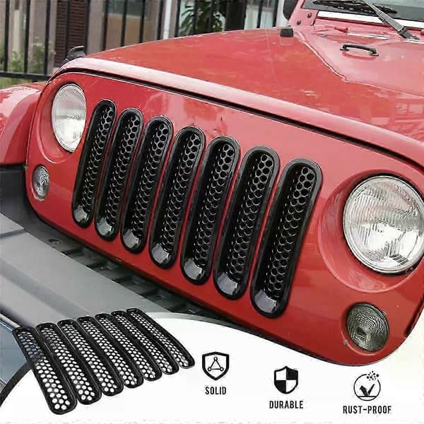 Honeycomb Mesh Front Grill Inserts Kit til 1997-2006 Jeep Wrangler TJ & Unlimited -