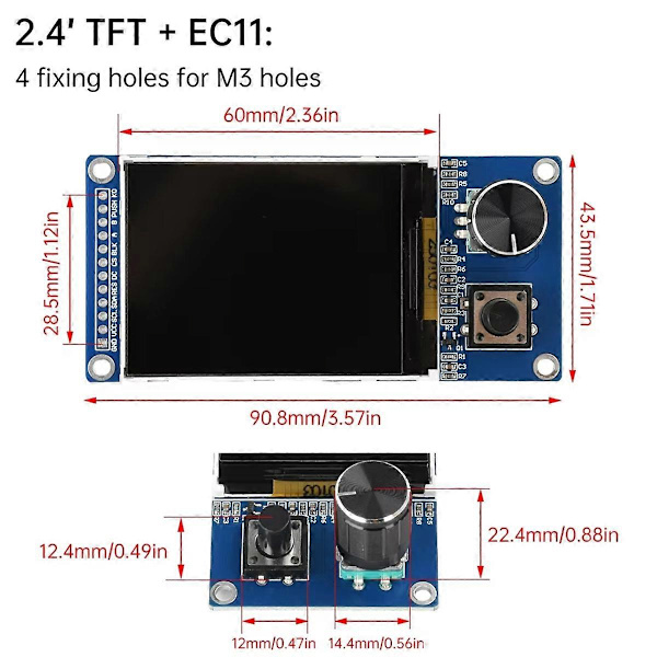 2,4-tommer TFT-skærm med Ec11 roterende encoder-kombinationsmodul SPI-interface LCD-skærm elektronisk sæt