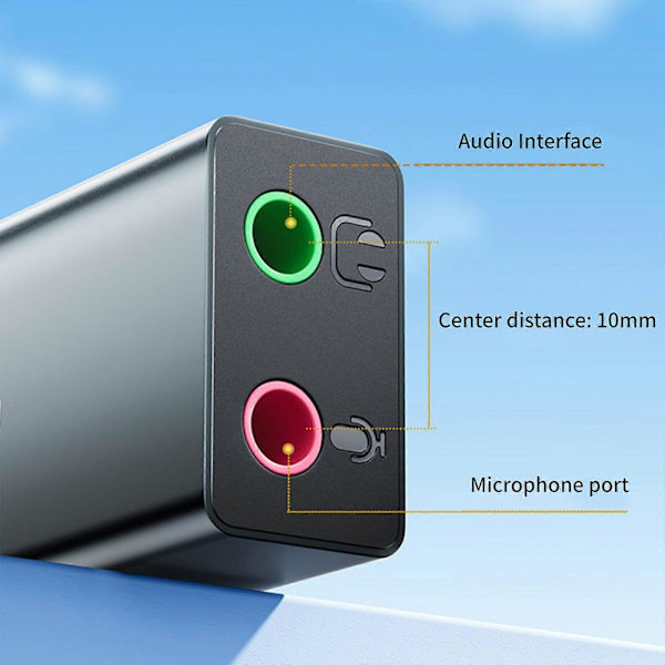 USB-äänikorttisovitin 3,5 mm:n liitännällä kuulokkeille ja mikrofonille, laaja yhteensopivuus, metallikotelo