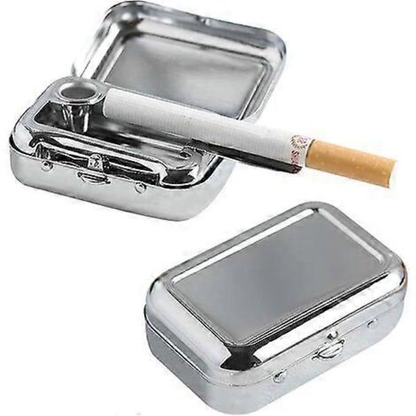 Fickaskfat, för cigaretter när du reser, mini, bärbar, metall, med lock, luktfri