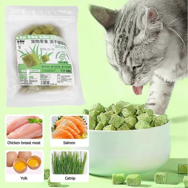 Frystorkade kattgräskorn Kattsnacks Tandrengörande kattgräskorn