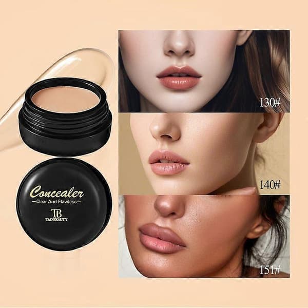 Concealer Full Coverage, 3 nyanser krämconcealer för mogen hud, täcker mörka ringar, ärr och fläckar, naturlig matt finish foundation för ansiktsmakeup 140