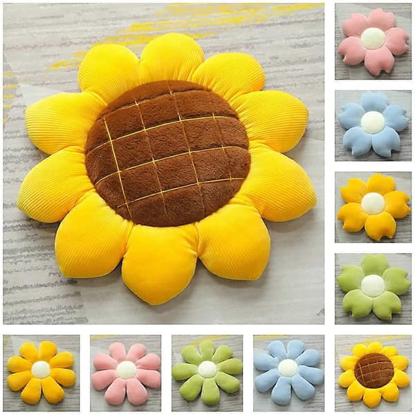 Blomkudde Solros Golvkuddar Barn Soffstol Kudde Solros Kudde (Solros, 40cm)