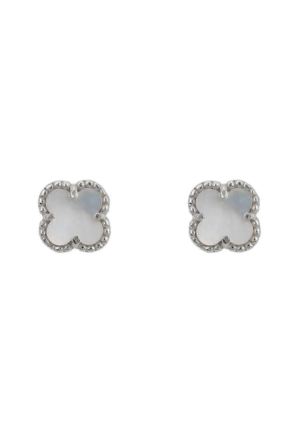 Mini Klöver Blomster Örhängen Pärlemor Silver