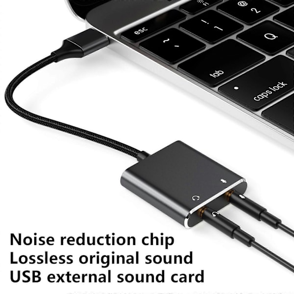 USB-äänisovitin Ulkoinen äänikortti PC:lle ja kannettavalle USB-mikrofonisovitin 3,5 mm:lle kuulokekaiuttimelle