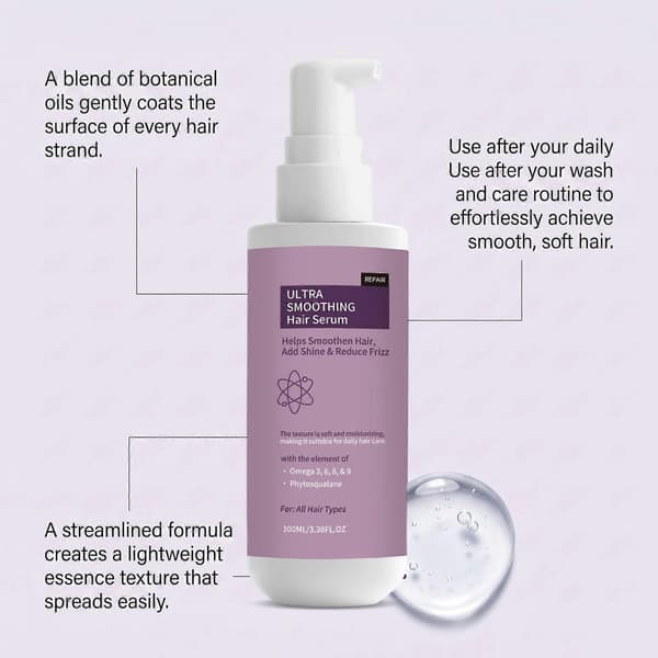 100 ml utjämnande hårserum med havtorn och solrosfröolja, närande hårserum för frissigt torrt hår, ökar mjukhet och glans 1pcs