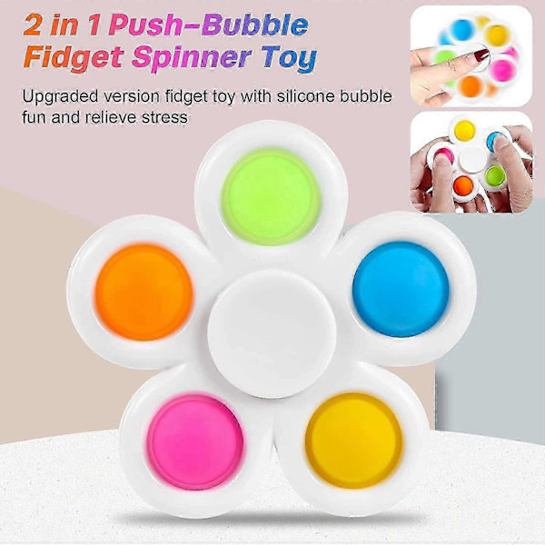 Pakke Pop Fidget Spinners, Push Bubble Fidget Spinner, Festgave Sensorisk Enkel Fidget