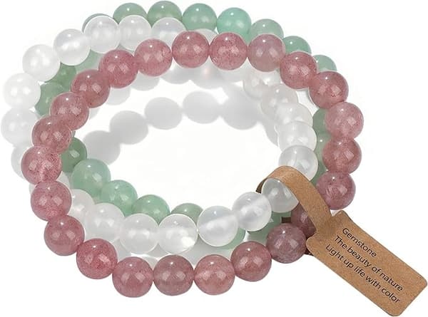 Armbandset i natursten (3 delar) - Elastiska helande kristallarmband för chakrabalansering