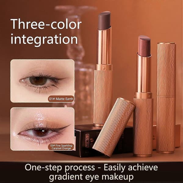 3 färger i 1 ögonskuggsstift, vattentätt krämögonskuggsstift, skimrande gradient ögonskuggsstift, ljusare eyelinerspenna för kvinnors ögonmakeup, 4PCS