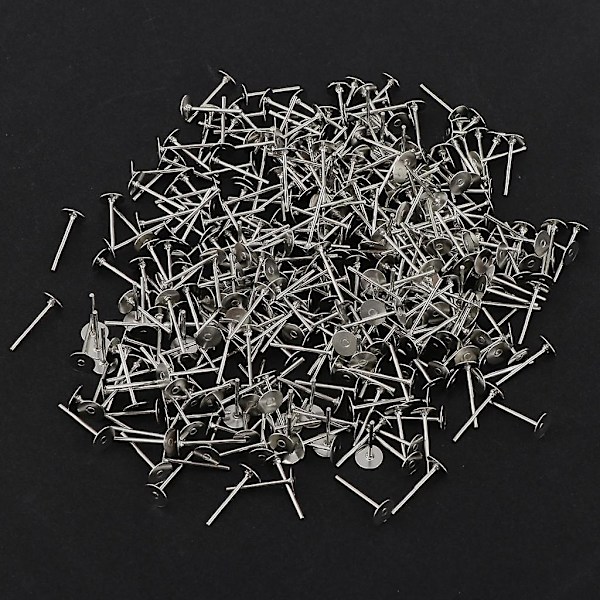 2xEngros Blank Øreringe Pin Post Stud Findings DIY 300 stk Flad Post Sølv