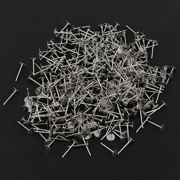 2xPartihandel Tomma Örhängen Stift Post Stud Fynd DIY 300st Platt Post Silver