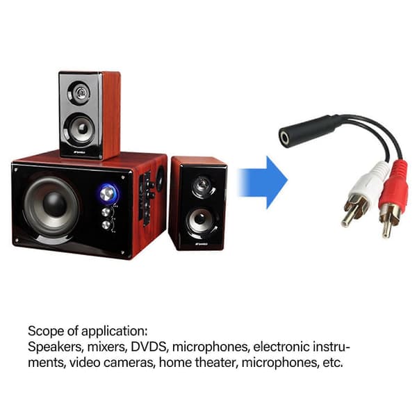3,5 mm til 2RCA lydkabel 3,5 mm til 2RCA hunn til hann Y 2RCA splitter 3,5 mm 2RCA kabel 2RCA til 3,5 mm adapter for telefon