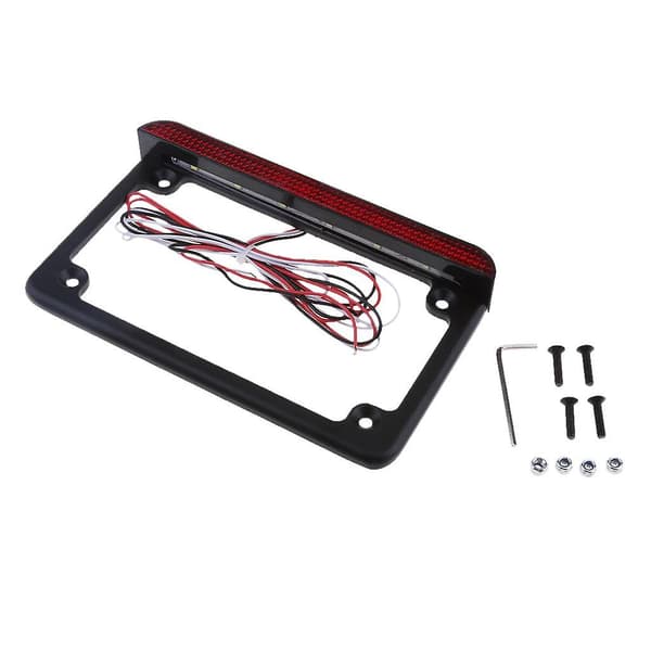 Universal Motorcykel Sort Aluminium Nummerpladeholder Med LED Bremselys