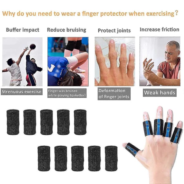 10 Fingerärmar, Tummortos Elastiskt Fingerstöd Smärtlindring Kompression Skyddbarnvuxen