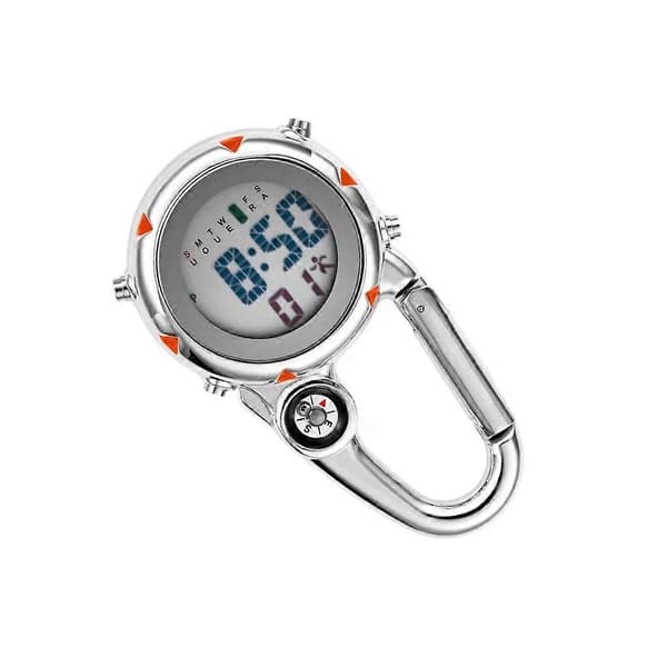 Karabinhage Clip Ure Lysende Multifunktionsur Temperaturure Orange