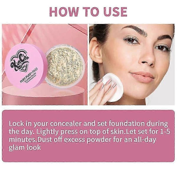 Blurring Setting Powder for Women Oljekontroll Matt Finish Ansiktspudder for Hverdagsmakeup Translucent