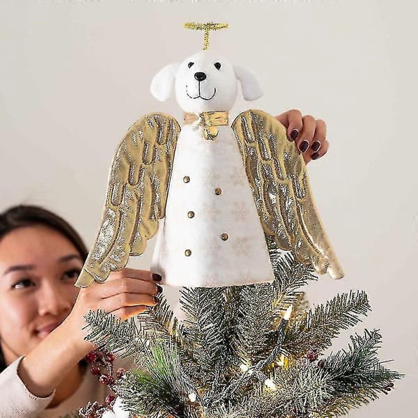 Julemirakel Gylden Engel Hund Juletre Topppynt