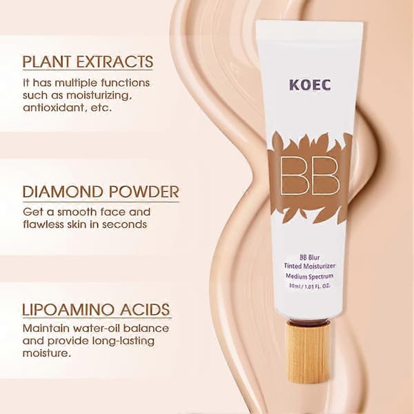 BB Blur Tonet Concealer til Ansigtet: Let, gennemsigtig tonet ansigtsmakeup With brush