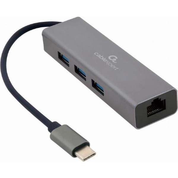 Gembird A-CMU3-LAN-01 USB-C Gigabit verkkosovitin 3-porttisella