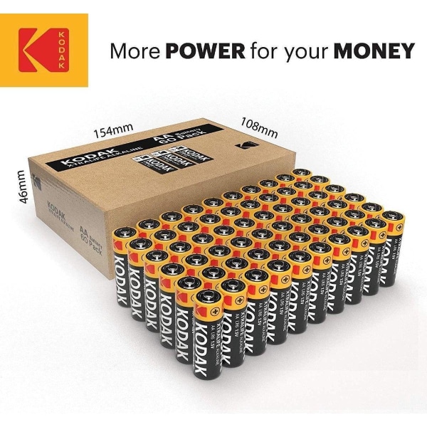 Kodak XTRALIFE alkaliskt AA-batteri (60-pack) Svart