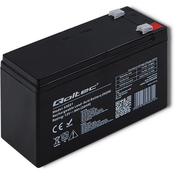 Qoltec 53031 AGM batteri | 12V | 9Ah | max 135A