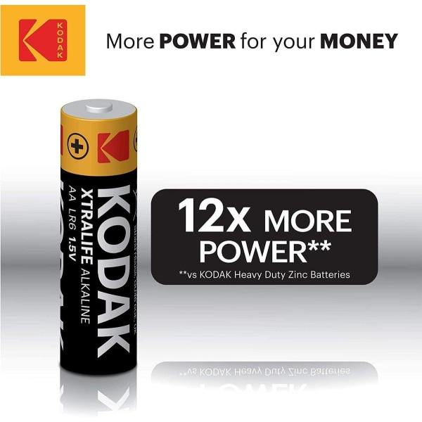 Kodak XTRALIFE alkaliskt AA-batteri (60-pack) Svart