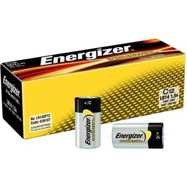 ENERGIZER INDUSTRIAL PRO BATTERI LR14 C R14 1,5V 12 STK Svart