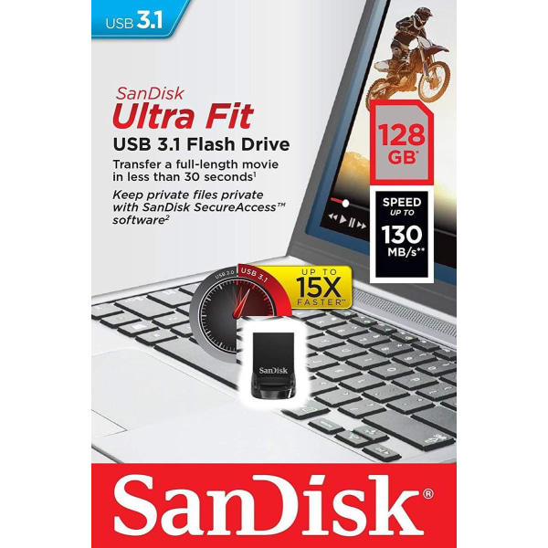 SanDisk Ultra Fit USB-muistitikku 128 Gt USB Type-A 3.2 Gen 1 (3
