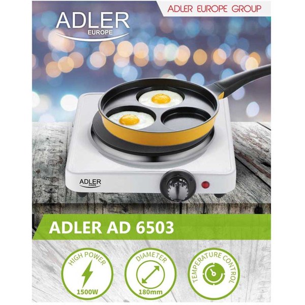 Adler AD 6503 liesi Valkoinen työtaso Suljettu levy 1 vyöhyke(t)